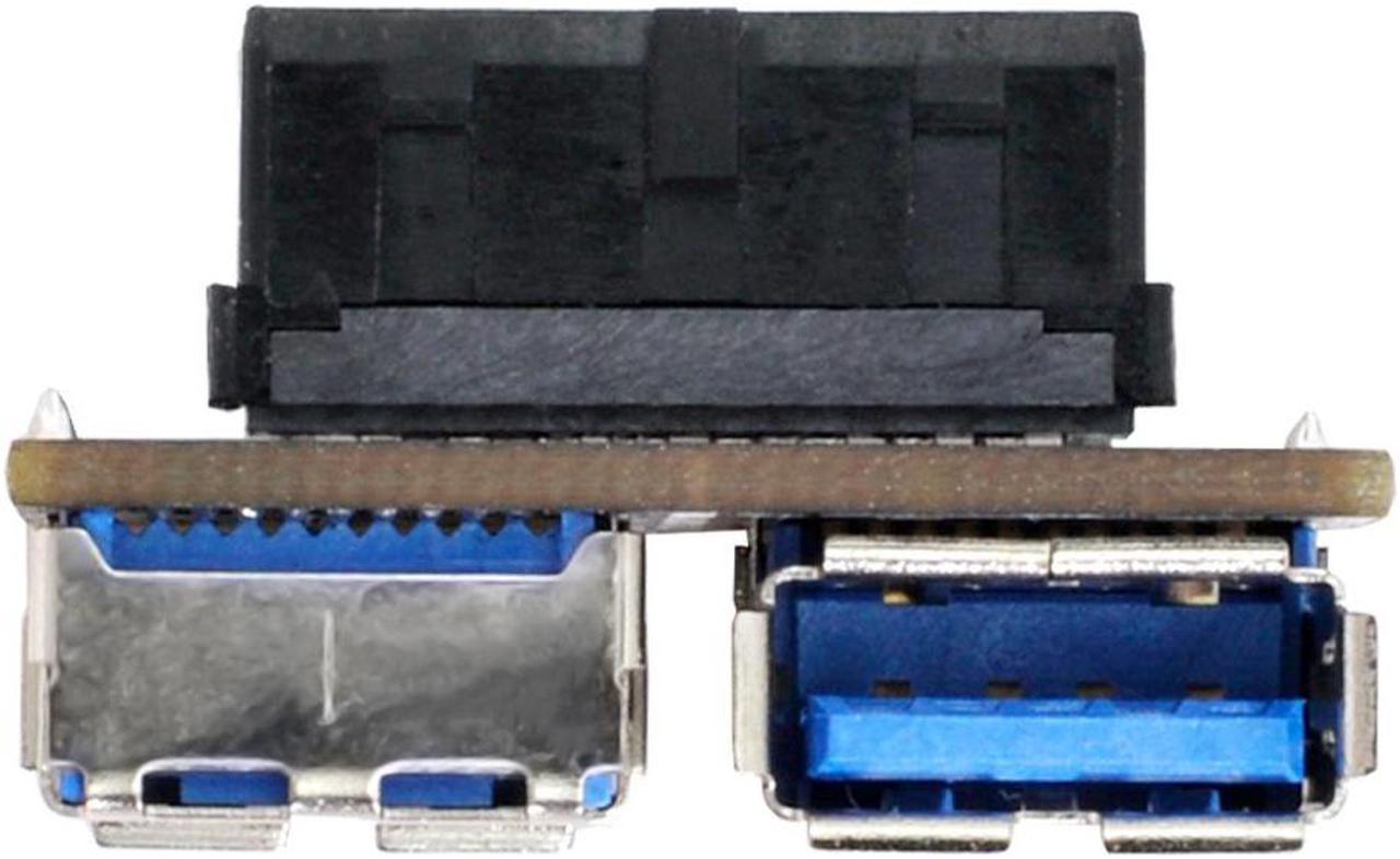 Dual USB 3.0 A Type Female to Motherboard 20/19 Pin Box Header Slot Adapter