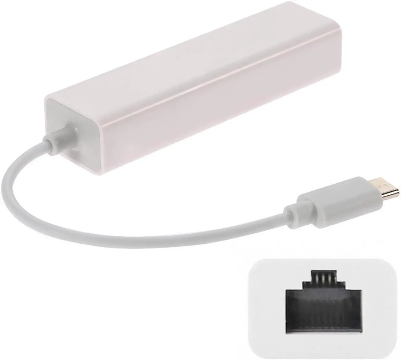 Alt view image 3 of 3 - USB-C Type C Male to 100M Gigabit Ethernet Network LAN Adapter for Laptop PC White