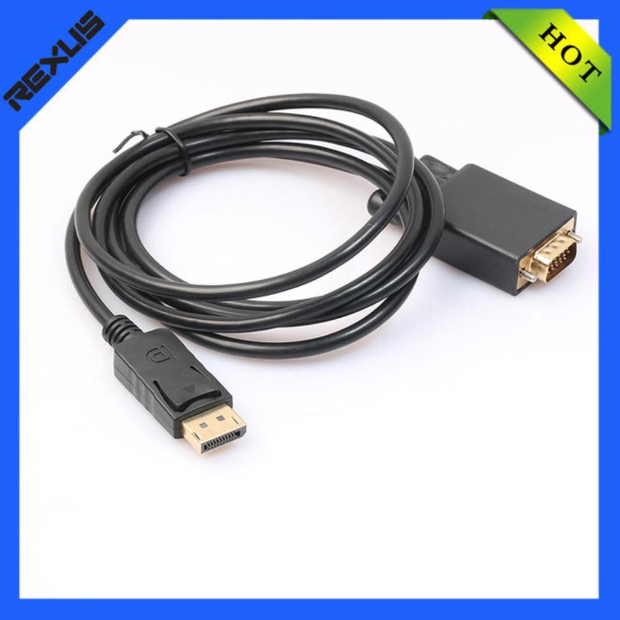 1pcs Thunderbolt DP to VGA Converter Black 1.8M 6ft D SUB Cable Adapter HDTV Displayport Connectors Cable