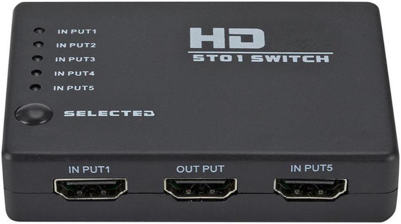 HDMI-Compatible Splitter 5 In 1 Out Switcher 5 Port Hub Box Auto Switch 5x1 1080p HD 1.4 with Remote Control for HDTV XBOX  PS3