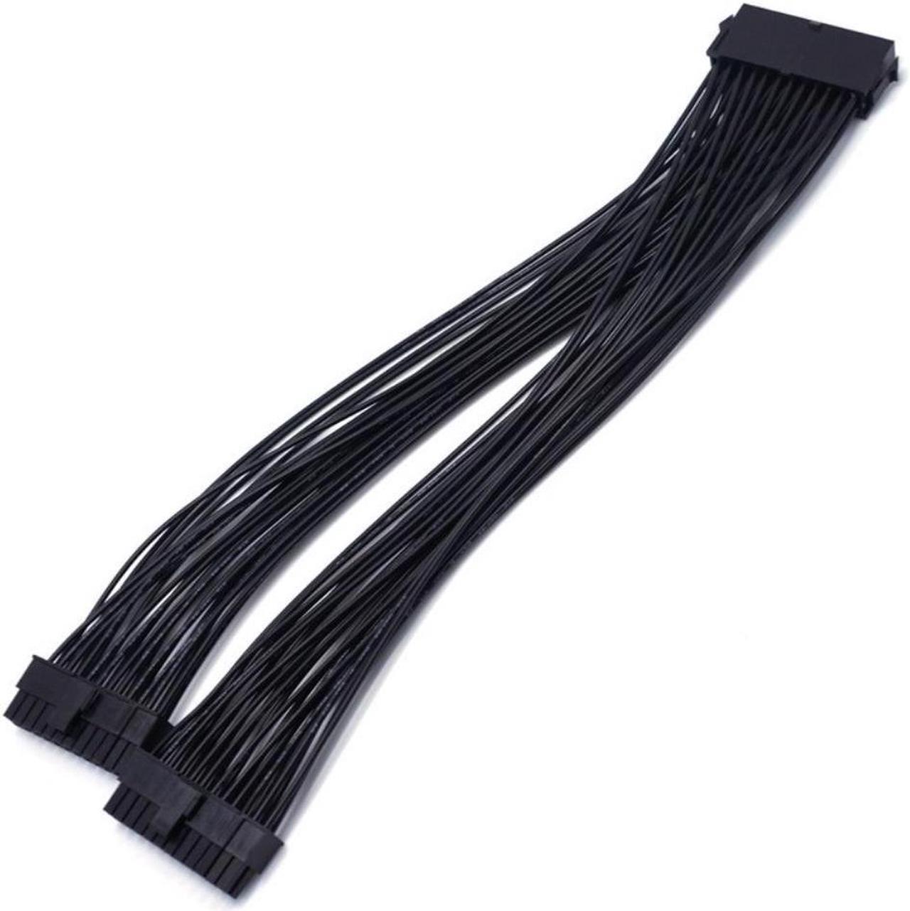 32cm ATX 24Pin 1 To 2 Port Power Supply Extension Cable PSU Male To Female Splitter 24PIN Extension Cable