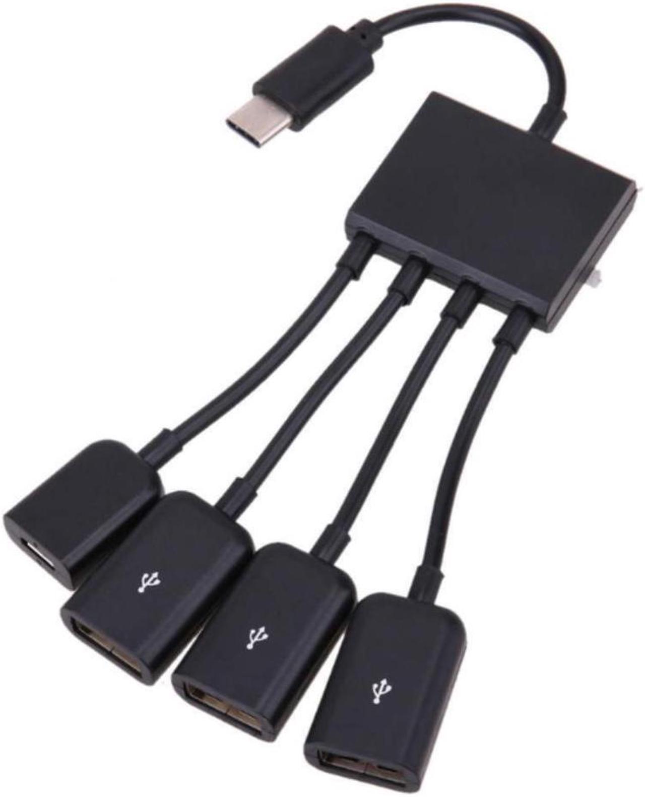 Type-C 3.1 4 In 1 Micro USB Hub OTG Cable Extension Adapter for Android Samsung Tablet HUB with Power Supply