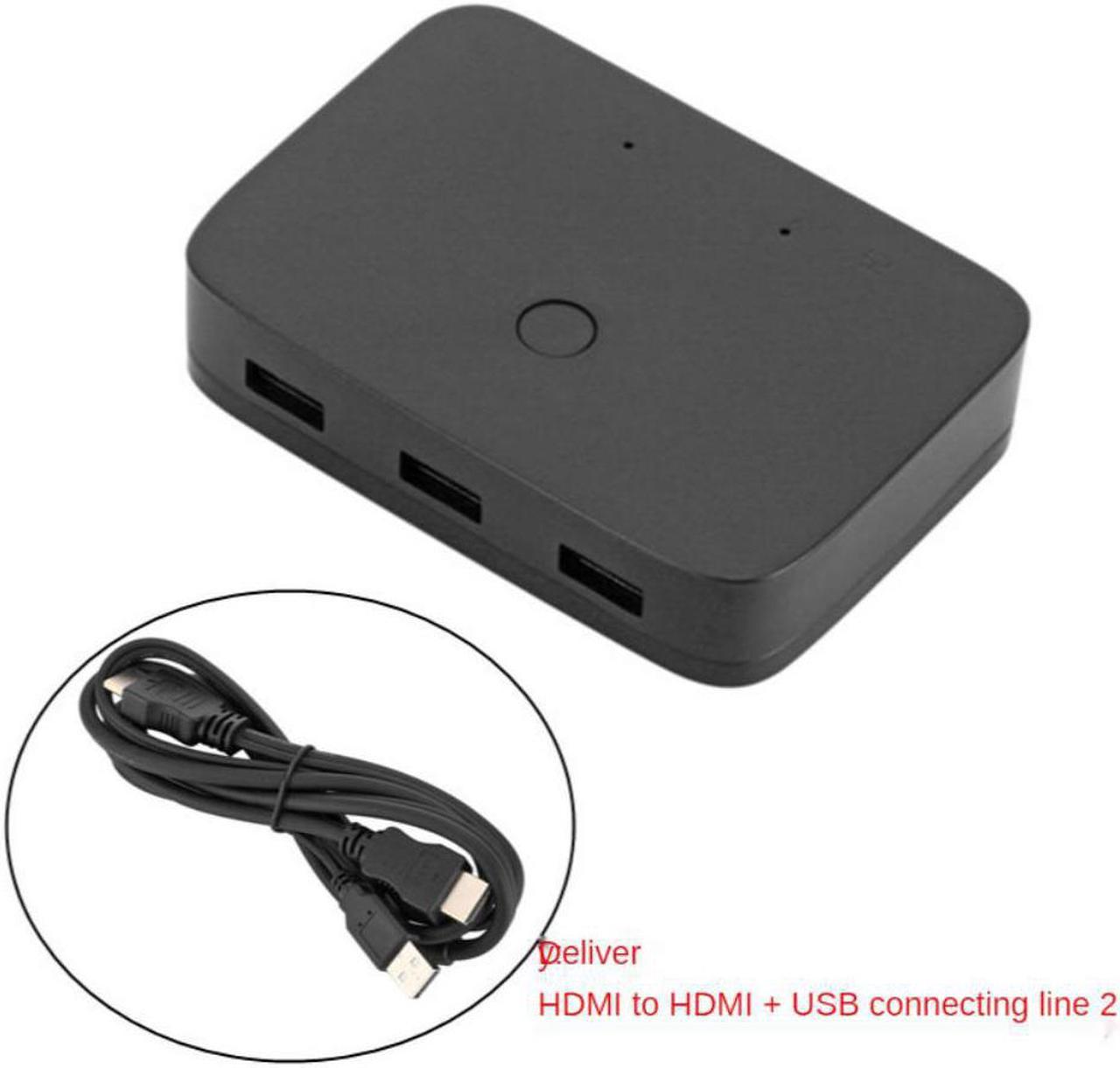 HDMI-Compatible KVM Switch Switcher Splitter 2 In 1 Out 4K@30Hz with USB2.0 Hub for PC Monitor Projector Keyboard Mouse