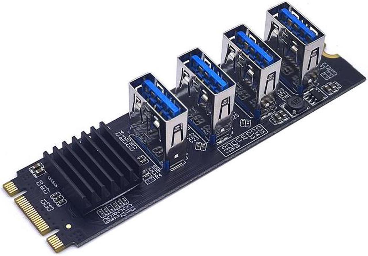 M.2 Riser Card M2 NGFF NVME to PCIE PCI Express X16 1 to 4 USB 3.0 Slot Multiplier Hub Adapter For Antminer Bitcoin Miner Mining