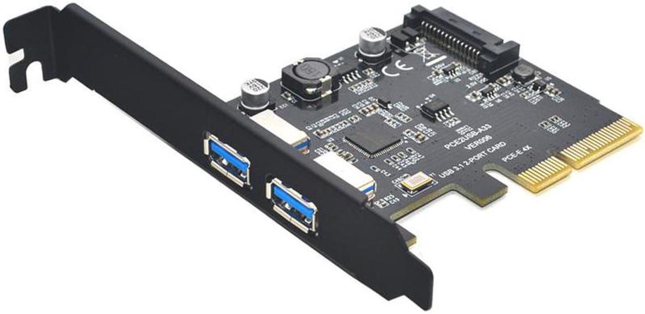 Add On Cards SuperSpeed 10Gbps USB 3.1 2 Port PCI-E Express Card 15pin SATA Power Connector PCIE Adapter ASM3142 Chipset USB HUB