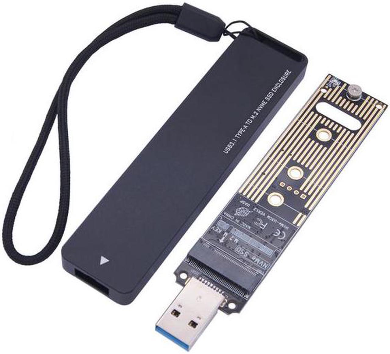 M2 SSD Case NVME SSD Enclosure M.2 to USB 3.1 Type A Hard Drive Enclosure Case for 2230 2242 2260 2280 NVME PCI-E M Key SSD Disk