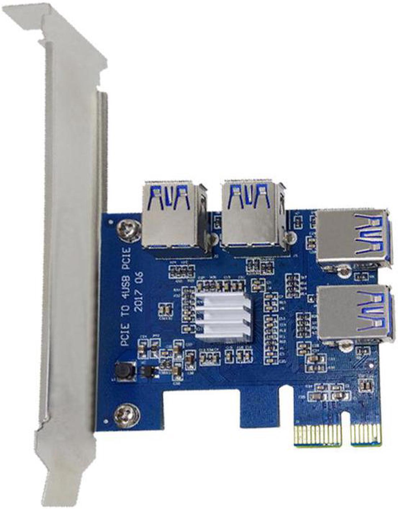 1 to 4 PCI-E to PCIe Slot USB3.0 4 Port PCI Express 1x Riser Card Adapter Converter Card USB 3.0 Connector for BTC Miner Mining