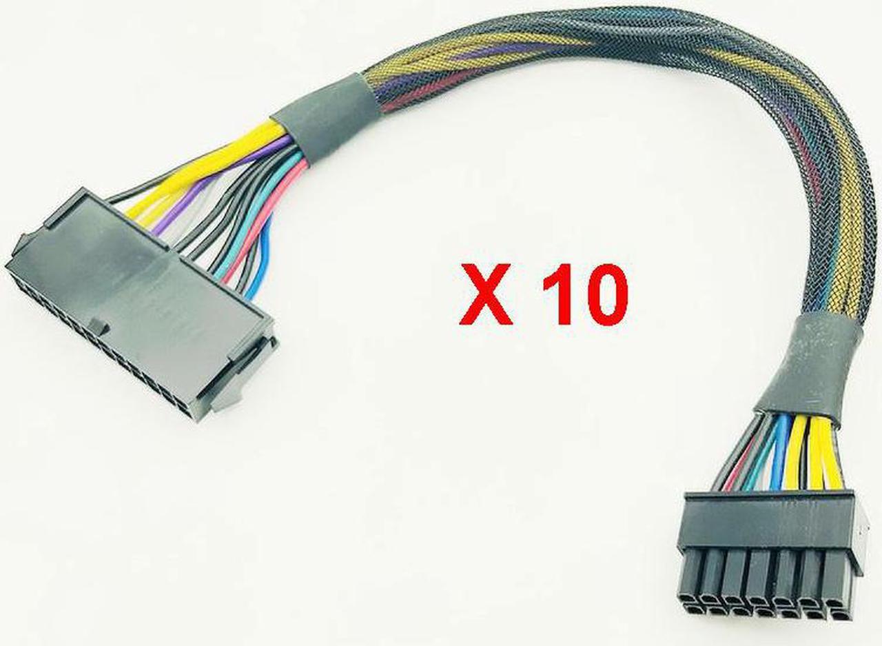 10PCS ATX 24Pin to 14Pin Power Supply Cable Cord 24p to 14p 18AWG Wire for Lenovo Q77 B75 A75 Q75 H81 Motherboard