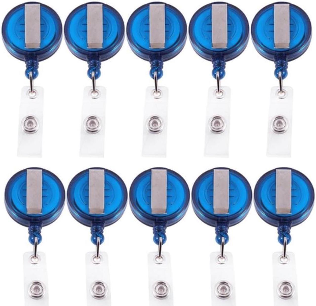 10 Retractable Reel Recoil ID Badge Lanyard Name Tag Key Card Holder Belt Clip Color:Blue Amount:10 Pcs