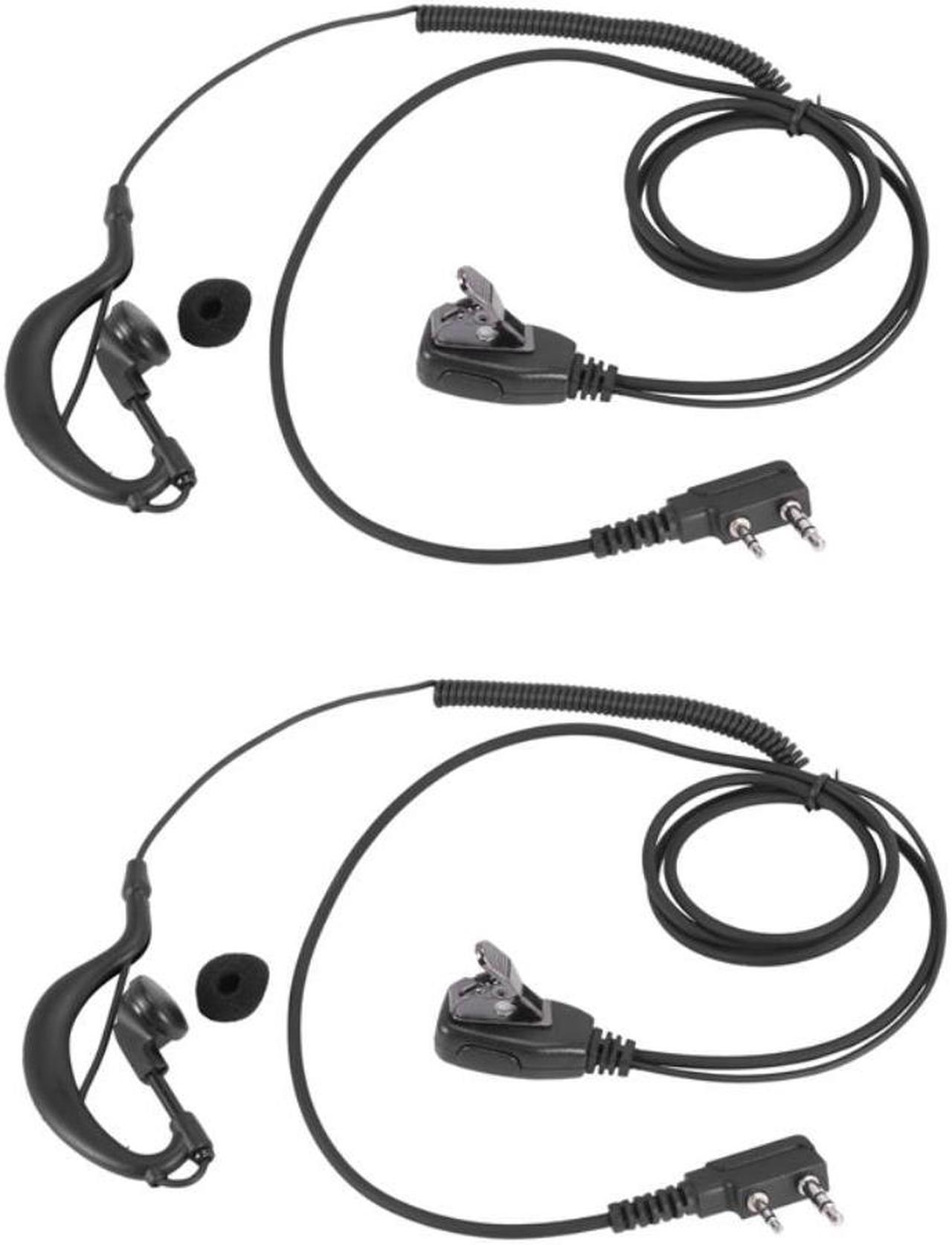 2X 2Pin G Shape Earpiece PTT MIC Ear Hook Headset For Kenwood Puxing Wouxun Baofeng Radio