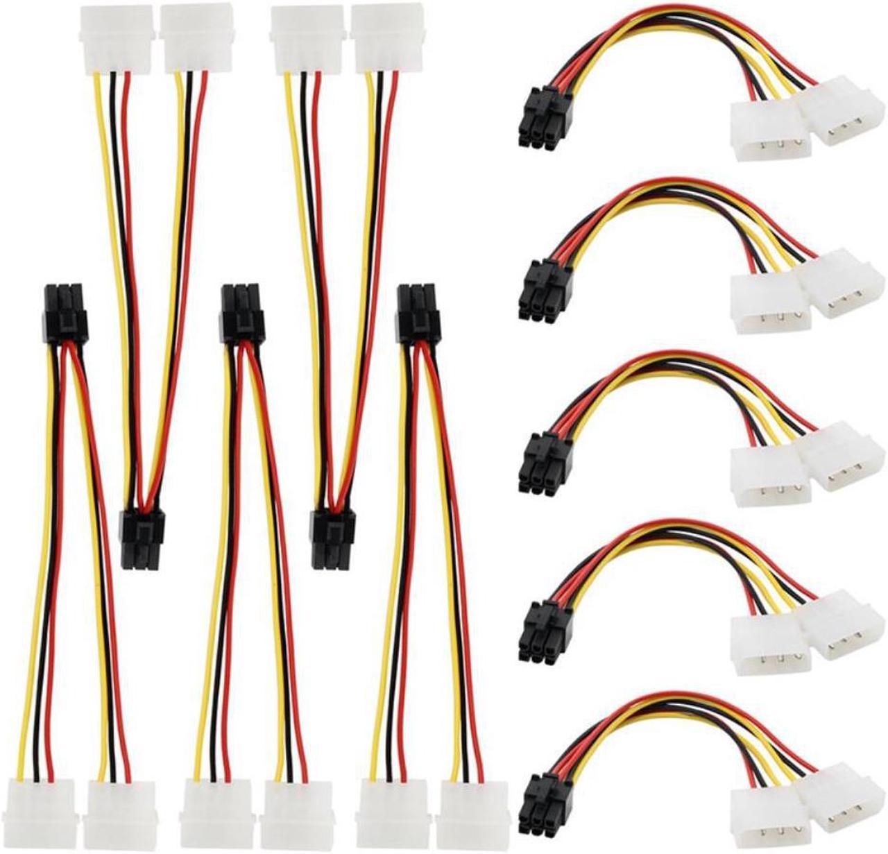 10PCS Molex 4 Pin To PCI-E PCI Expess 6 Pin Power Adapter Cable Connector Power Supply For Video Cards