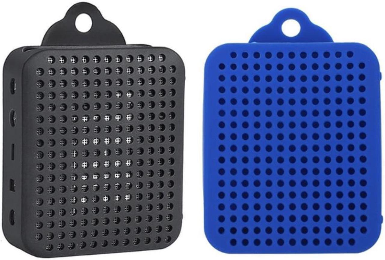 2X Silicone Cover Case For Jbl Go 2 Go2 Bluetooth Speaker Skin Protector Sleeve With Carabiner Black & Blue