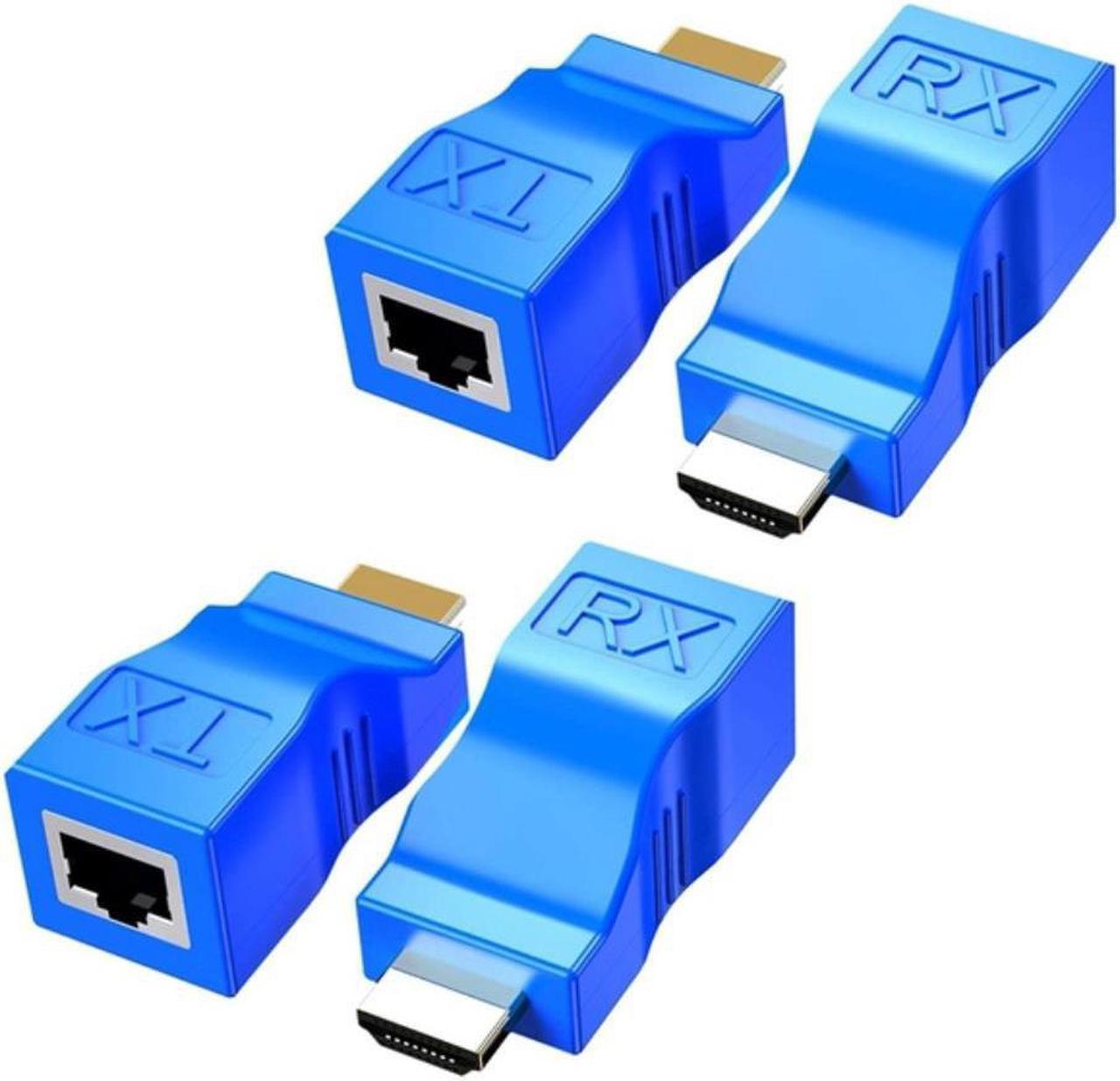 4Pack HDMI Extender,HDMI to RJ45 Converter Repeater Over Cat 5E / 6 1080P Up to 30M Extender for HDTV PS4 STB 4K 2K