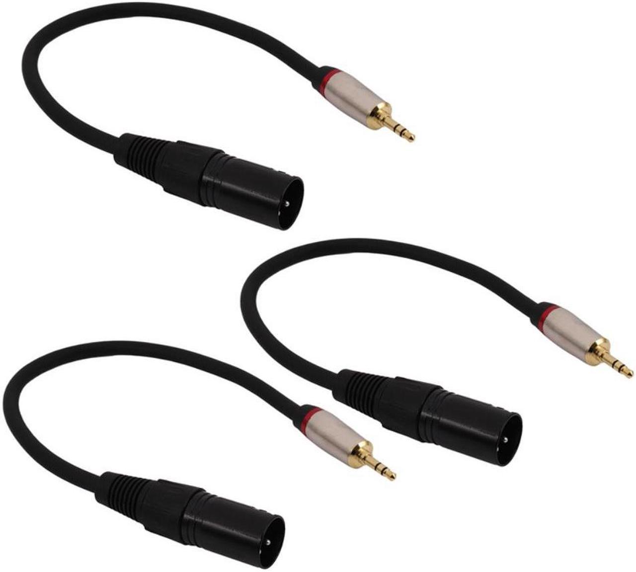 3X, 0.3M Xlr 3Pin Male To 3.5Mm Trs Male Stereo Plug Shielded Microphone Mic Connector Adapter