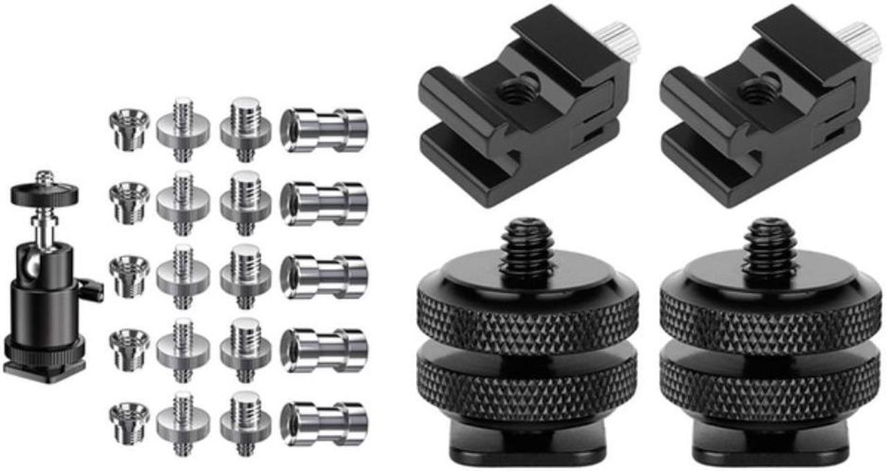 21 Pcs 1/4 Inch 3/8 Inch Converter Threaded Screws 1/4Inch & 4 Pack Camera Combo Pack Hot Shoe Mount Adapter