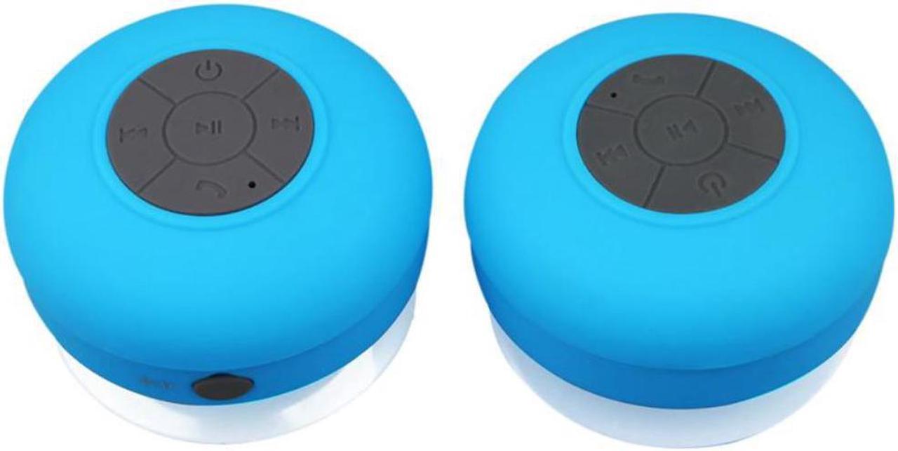 2X Mini HIFI Waterproof Wireless Bluetooth HandsMic Sucker Speaker Shower Car, Blue