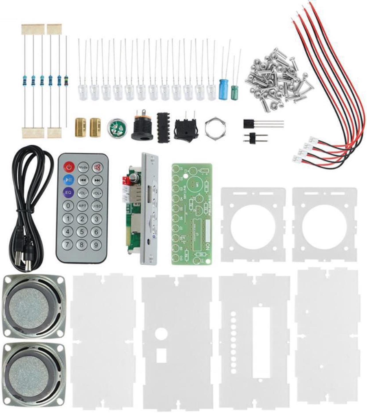 Bluetooth Speaker DIY Kit USB Mini Home Stereo Sound Amplifier DIY Kits with LED Flashing Light Soldering Project