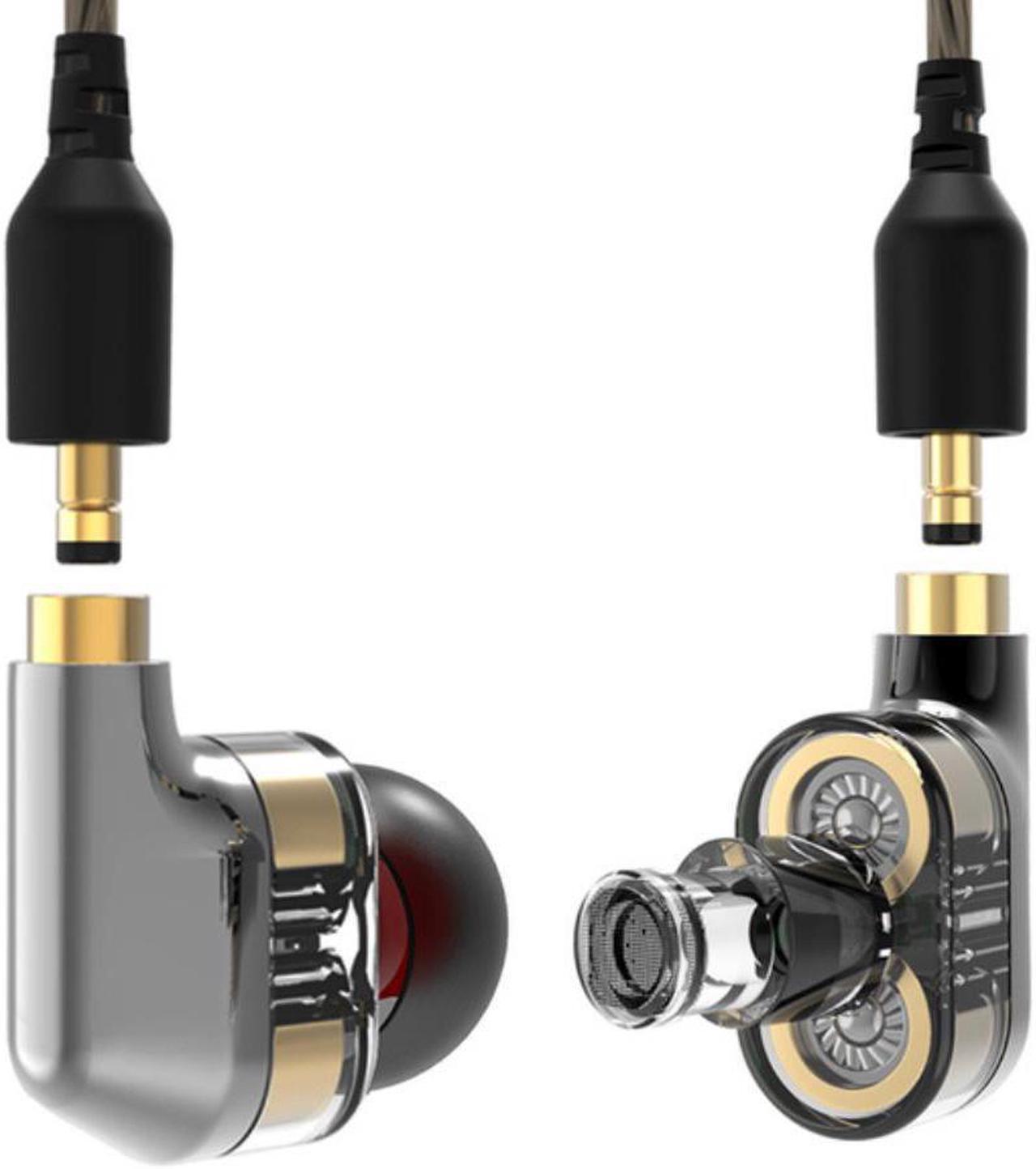 In-Ear Double Moving Coil Headphone With Microphone Dual-Unit HIFI Heavy Bass Detachable Cable