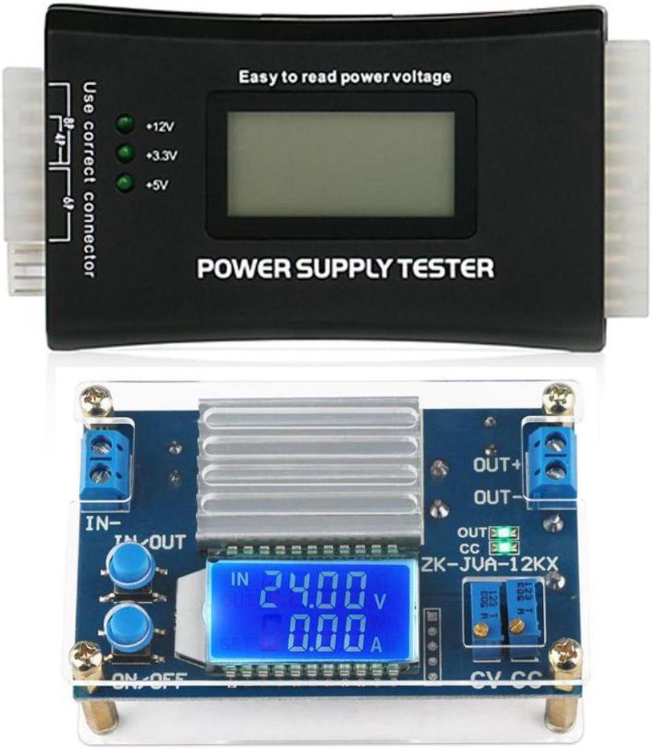 1Pcs 20+4 Pin LCD Power Supply Tester & 1Pcs DC 0-32V 12A Constant Voltage Current Step Down Power Supply Module Board