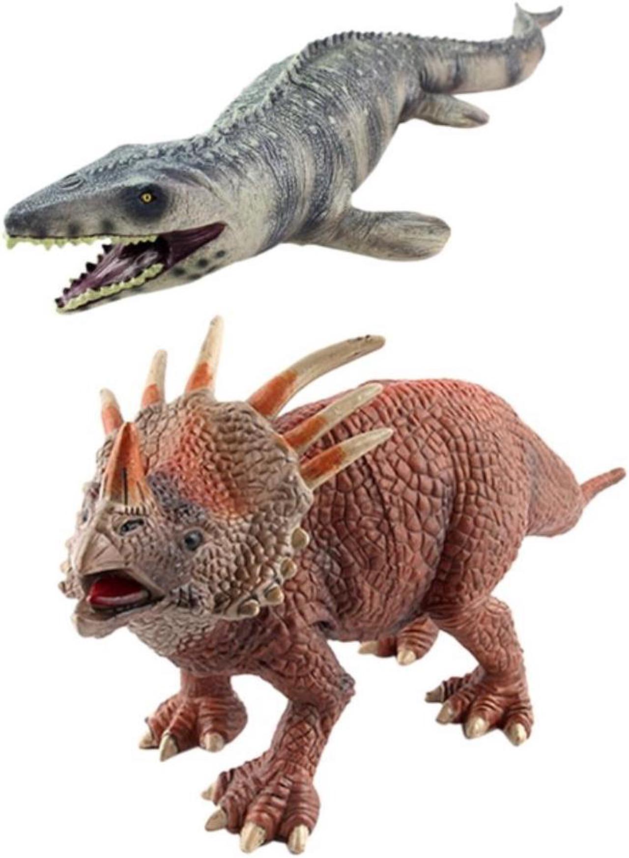 2 Pcs Dinosaur Model Toy:1 Pcs 45 Cm Gray Dinosaur Toys Children Toy Simulation Plastic Soft & 1 Pcs Brown Big Size Jurassic Wil