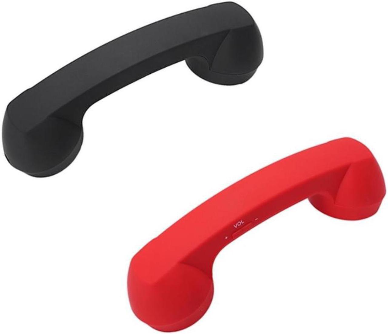 2 Set Bluetooth Mic Headphones Red Retro Phone Handset Mic Speaker Phone Call Receiver-Red & Black