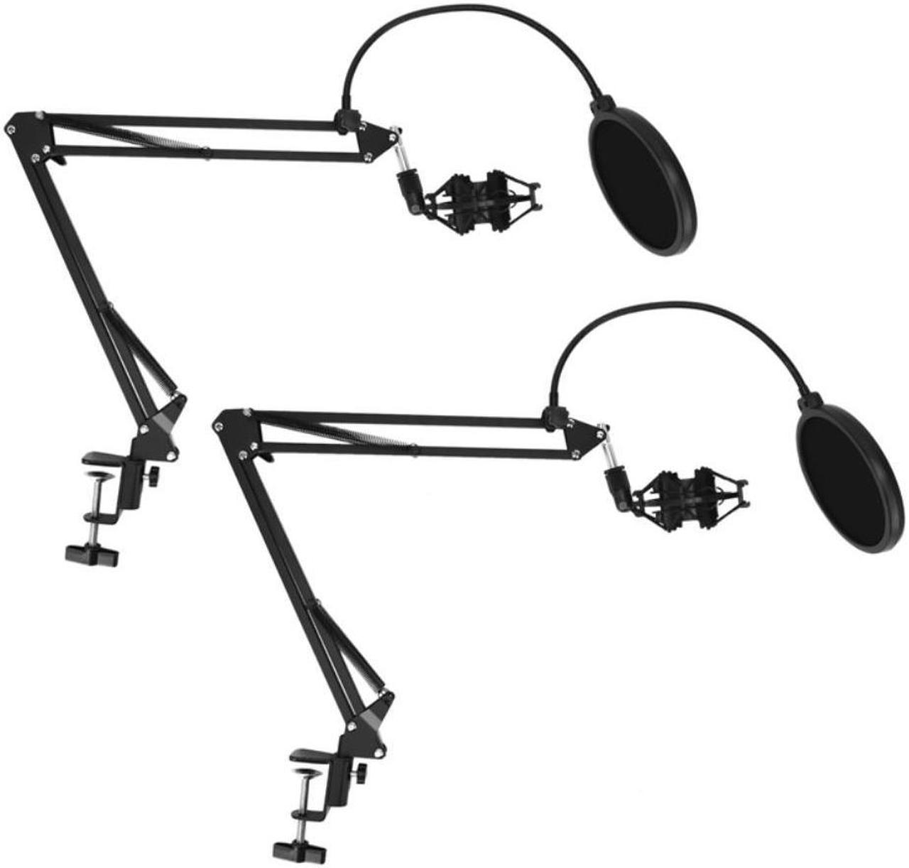 2X NB-35 Microphone Scissor Arm Stand And Table Mounting Clamp&NW Filter Windscreen Shield & Metal Mount Kit