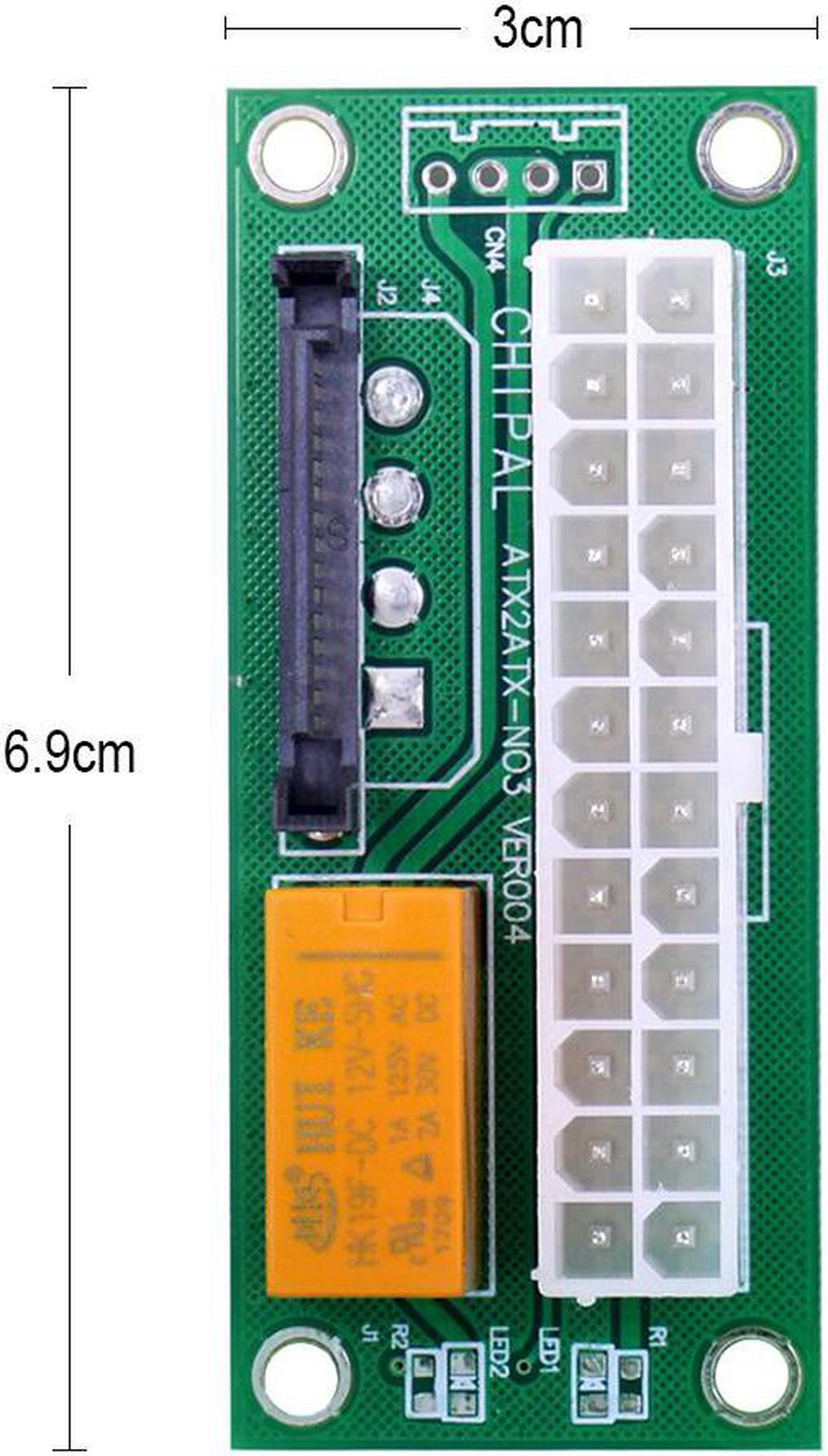 CHIPAL  carte double PSU verte ATX 24 broches à 15 broches, alimentation SATA, câble d'extension de démarreur de synchronisation, ADD2PSU