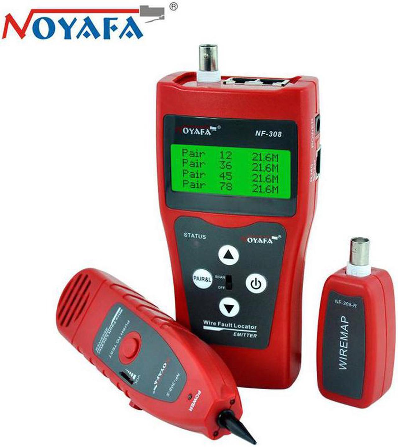 NOYAFA  testeur de câble réseau LAN rouge NF-308, traceur de fil téléphonique pour Cat5e Cat6e RJ45 coaxial USB BNC RJ11