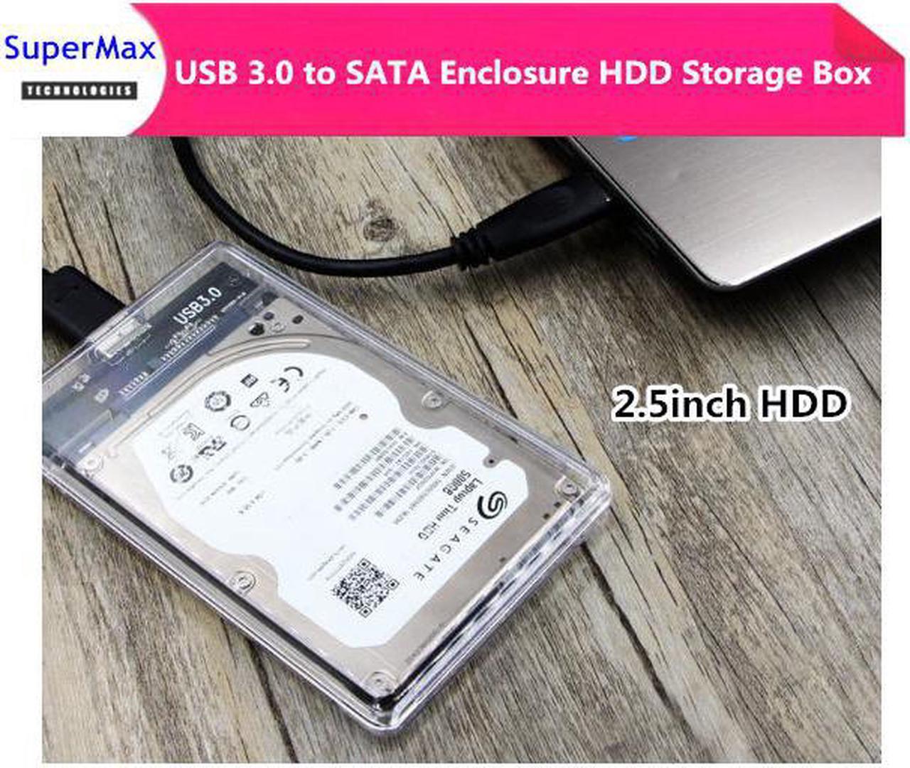 Boîtier USB 3.0 vers SATA haute vitesse, boîte de rangement pour disque dur 2.5 pouces HDD SSD SATA avec câble