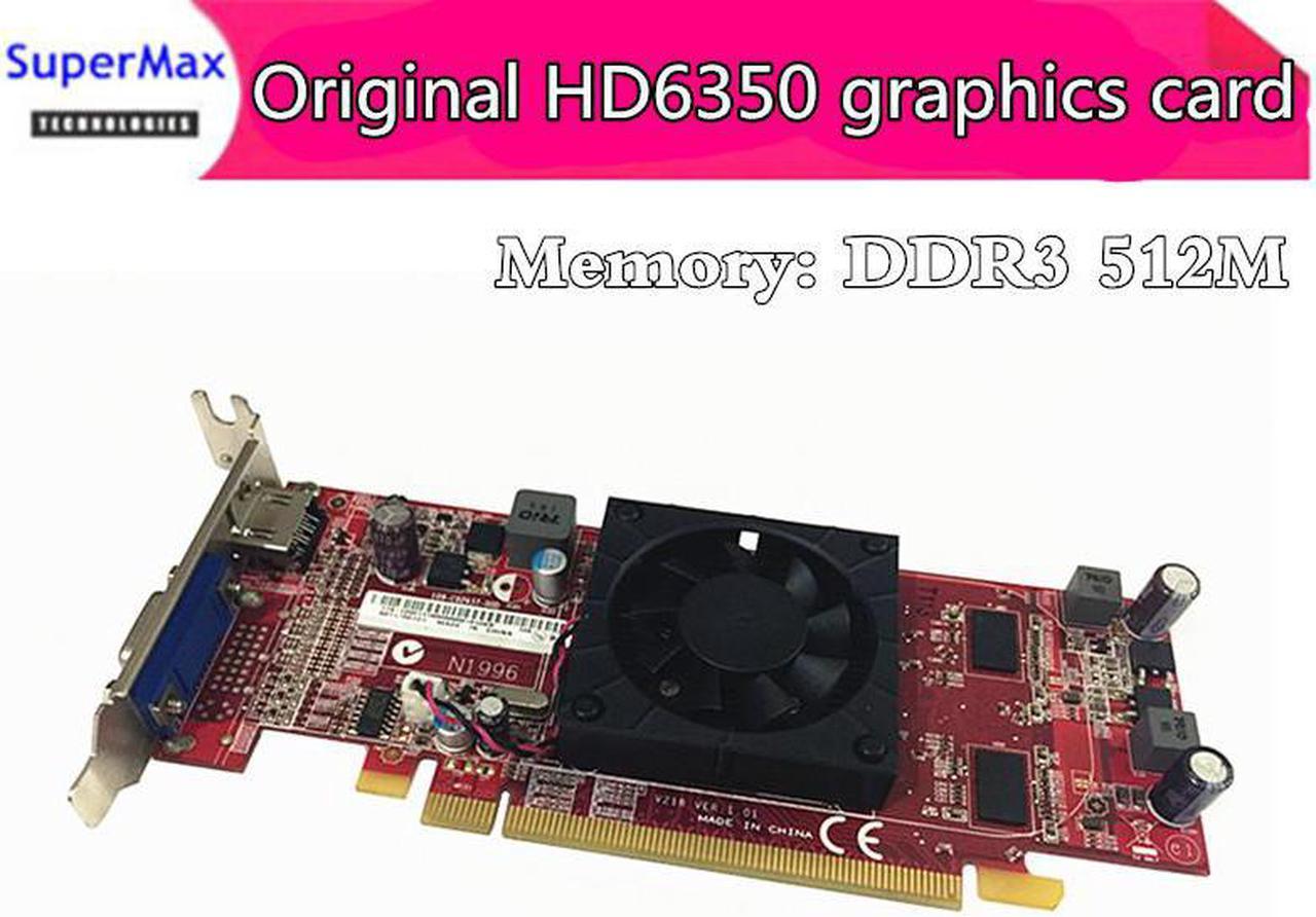 Carte graphique HD6350 pour ordinateurs Dell HP, 1 pièce, 512M de mémoire HD, PCI-E, interface VGA HD-MI avec lunette de 8CM