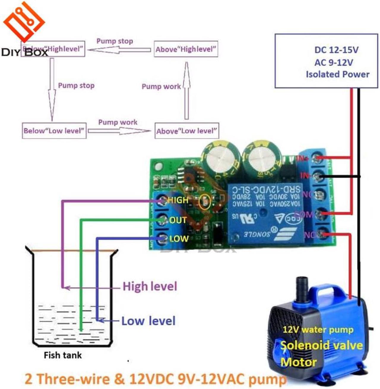 30A High Power 12V Water Level Automatic Controller Liquid Sensor Switch Solenoid Valve Motor Pump Automatic Control Relay Board