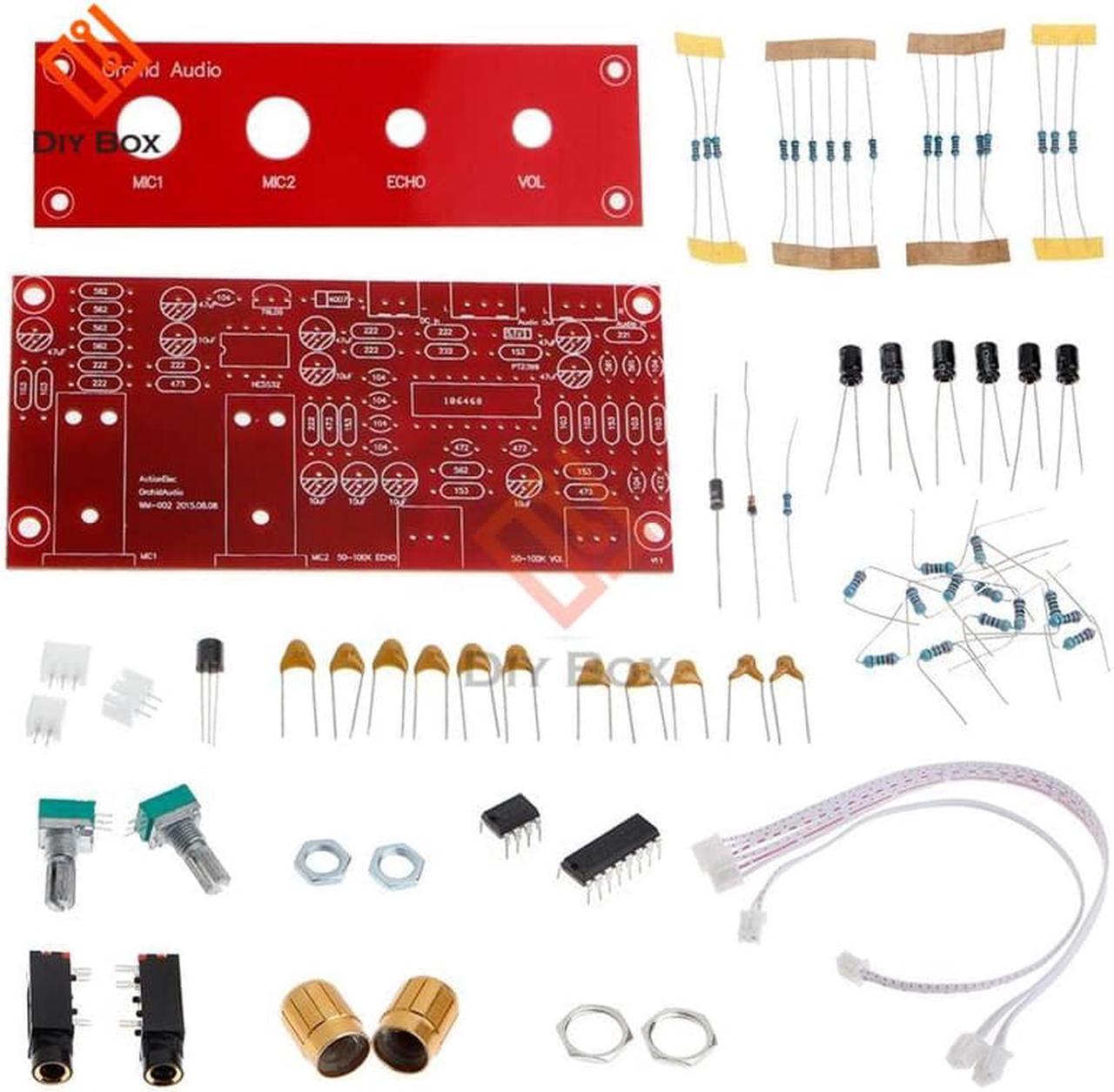 DIY PT2399 Digital Microphone Amplifier Board Karaoke Plate Reverb Preamplifier Reverberator DC 12V-24V Suite Components NE5532