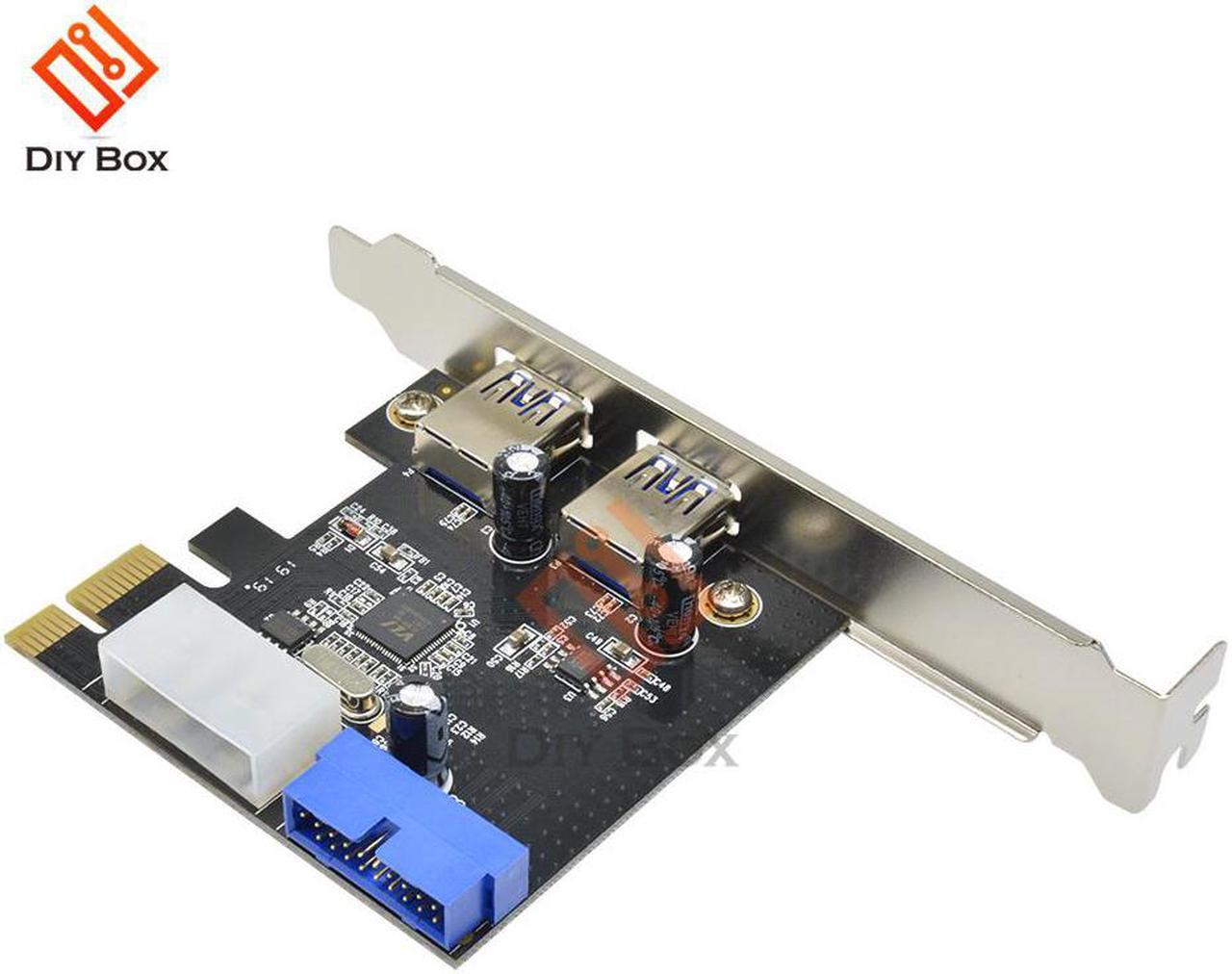 USB 3.0 PCI-E Expansion Card Adapter External 2 Ports PCI Express USB 3.0 Hub Internal With 4-Pin & 20 Pin Control Card Adapter