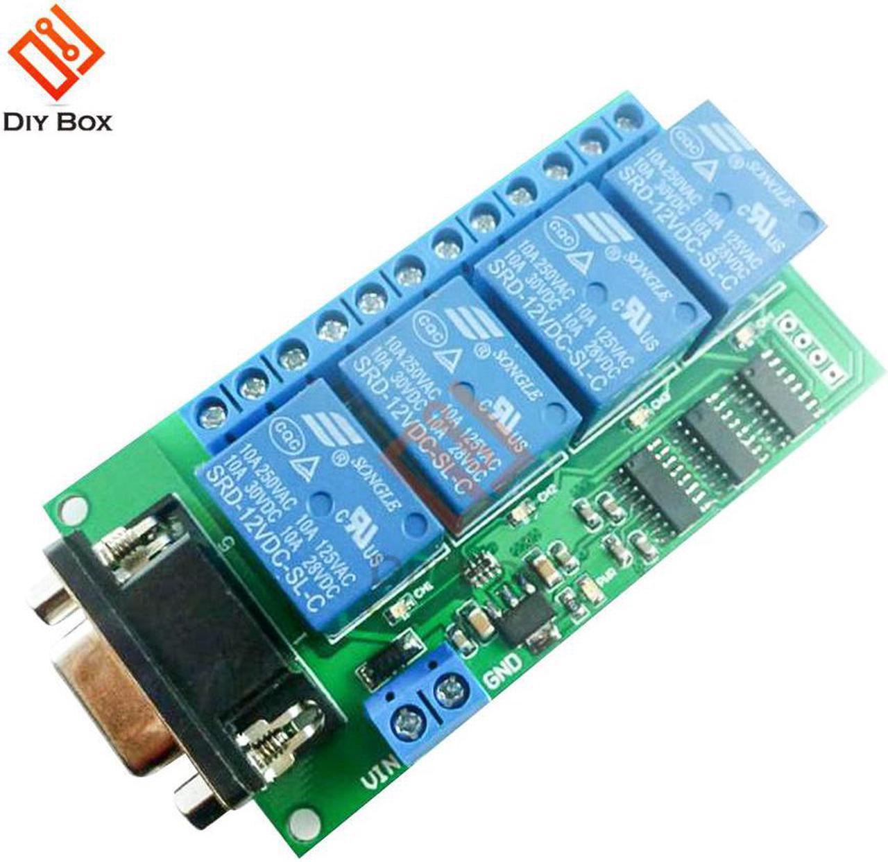 4-channel DB9 Interface RS232 Relay Serial Port Remote Control Switch to Control Garage Car Motor