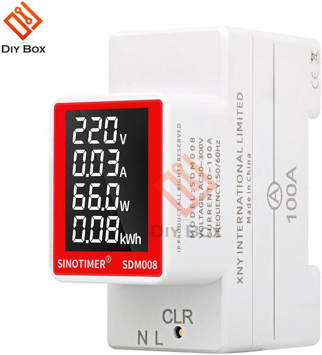 Din Rail Electricity Digital Meter Power Energy Voltmeter Ammeter Watt kWh Reset Power Consumption Wattmeter Monitor AC 50V~300V