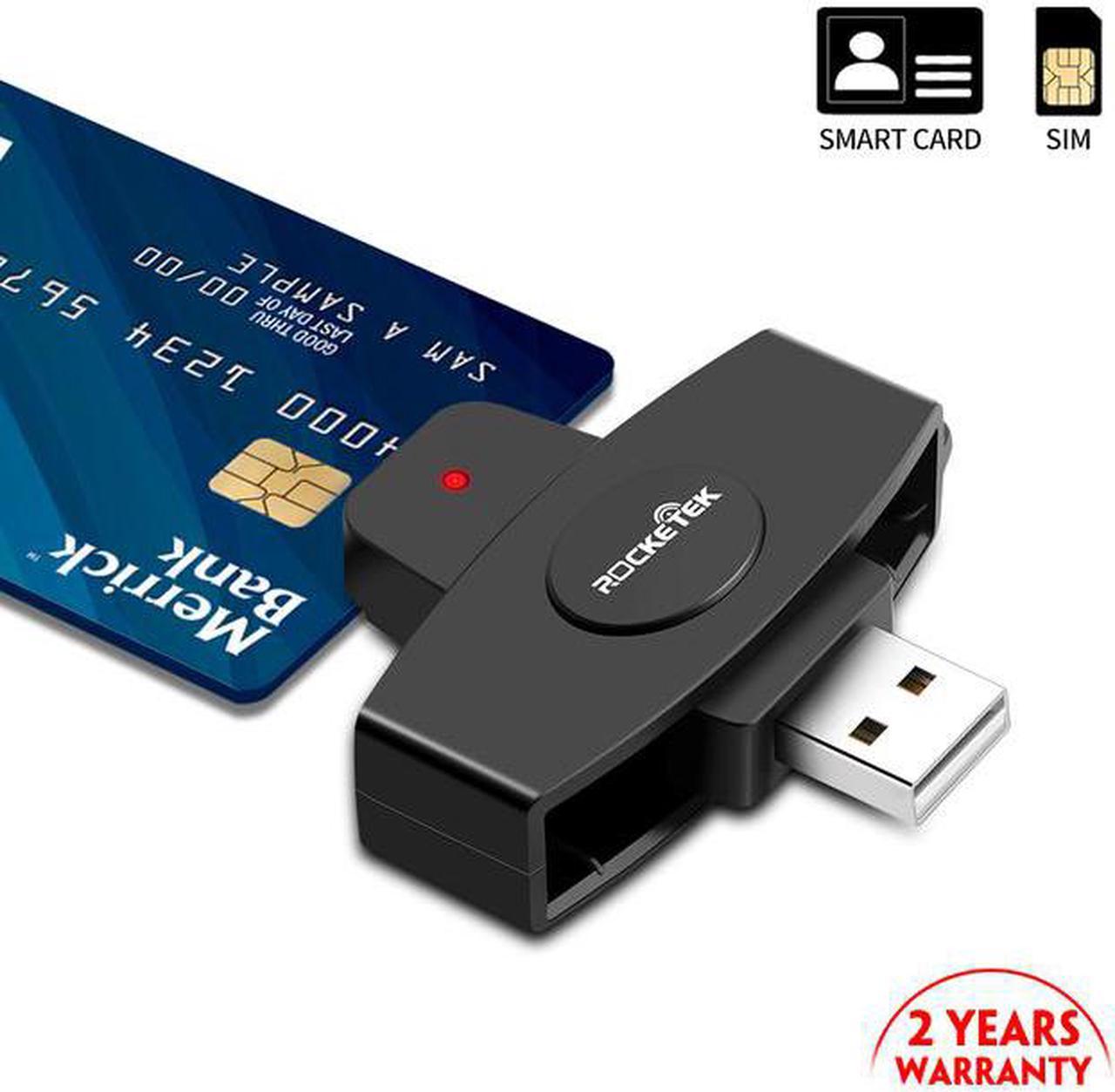 Rocketek  lecteur de cartes CAC intelligent, Type B, pour ordinateur, lecteur de cartes SIM /IC, adaptateur de carte mémoire, déclaration de taxe bancaire