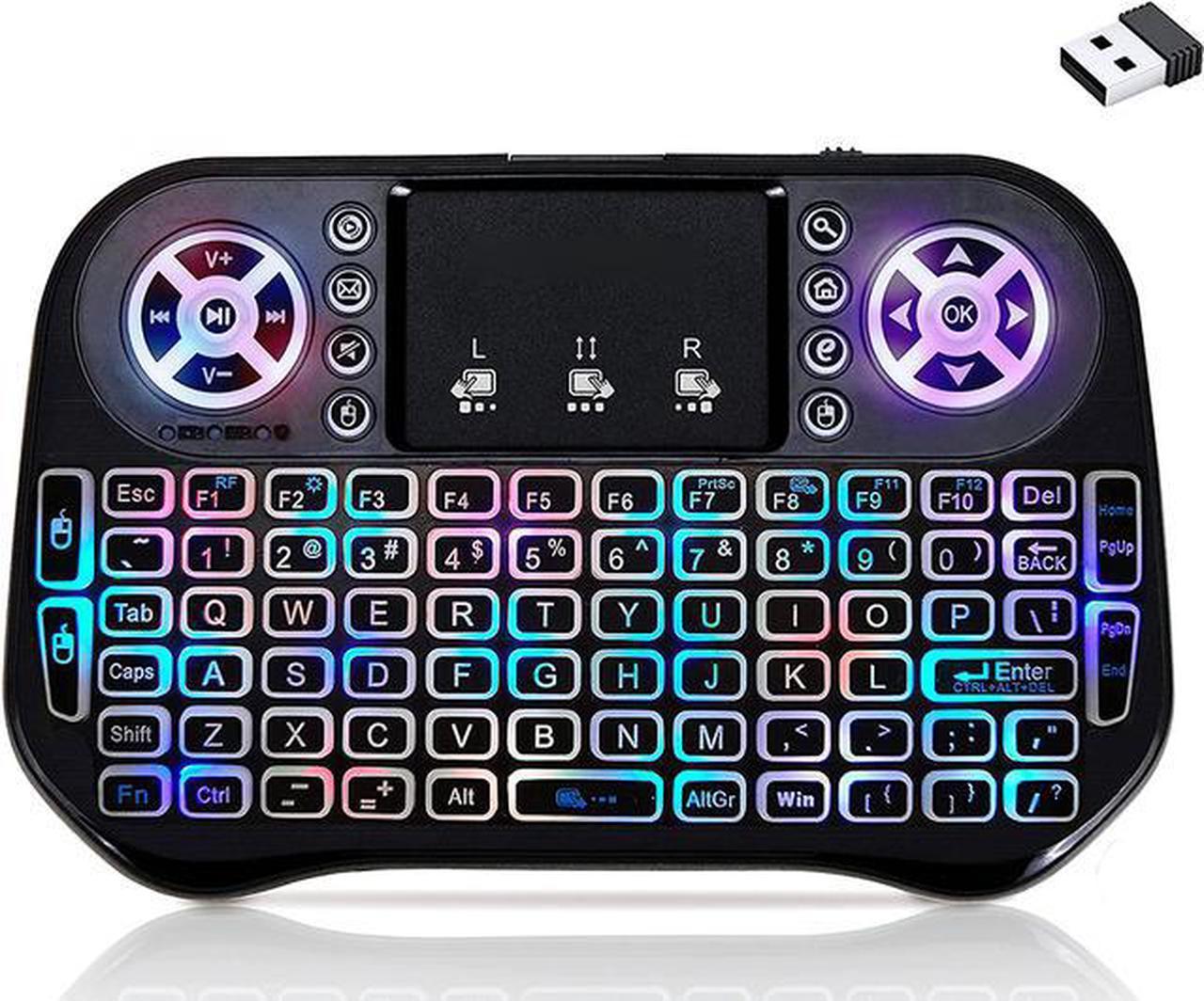 Mini-clavier sans fil, télécommande avec pavé tactile, Portable, rétroéclairé rvb, 7 couleurs, pour Smart TV, ordinateur Portable, Box TV, PC