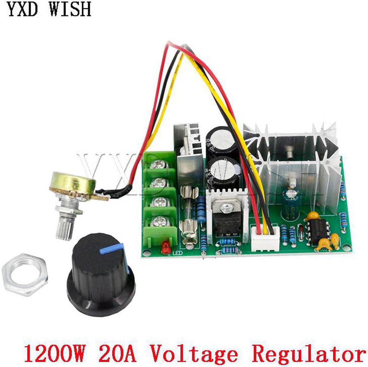 Régulateur de tension 1200W 20a, contrôleur de vitesse de moteur PWM DC 10V-60V, régulateur de vitesse de moteur de ventilateur réglable, 12V 24V