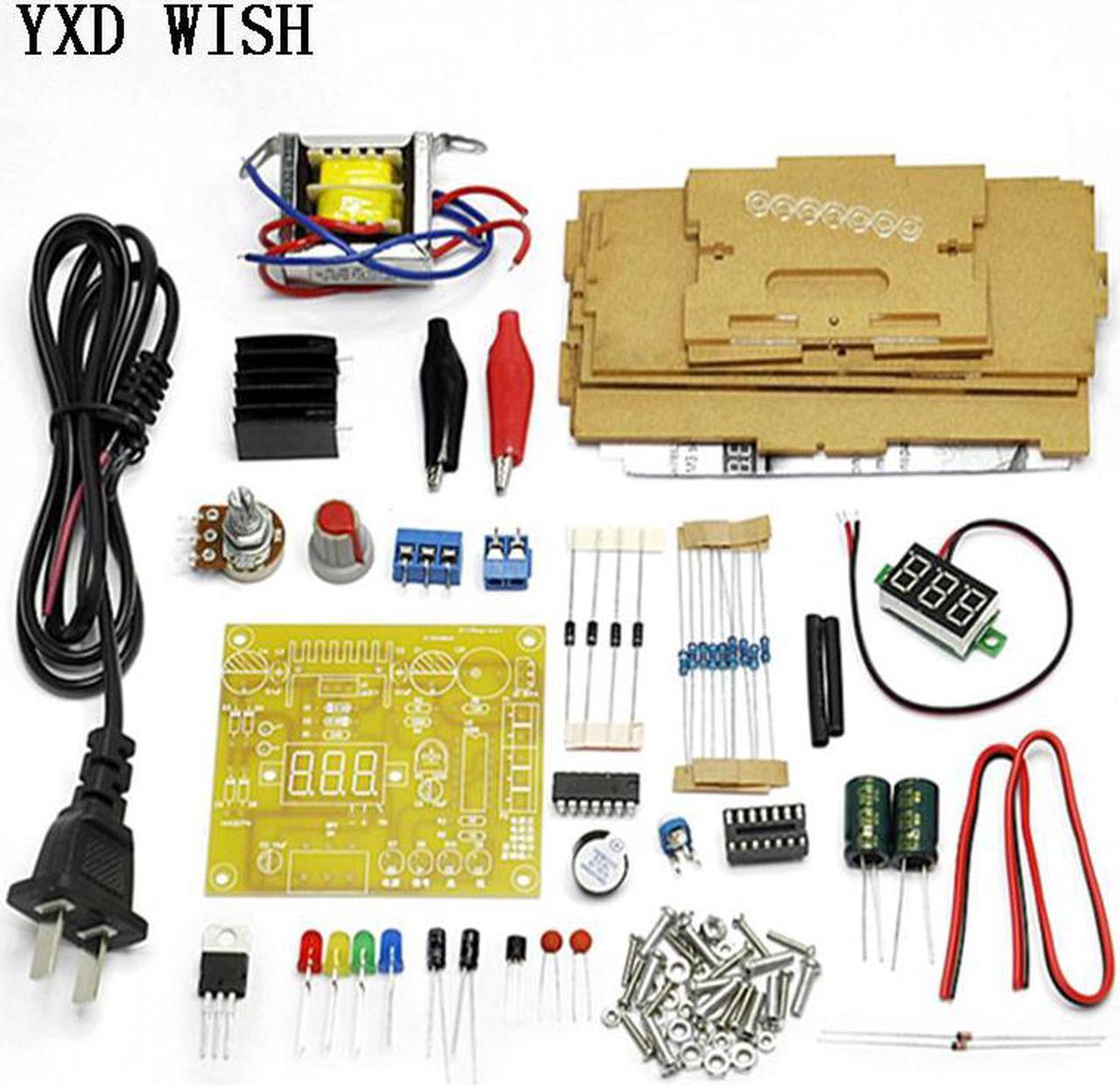 Kit d'alimentation et régulateur de tension réglable, kit bricolage lm317, ac 220v à dc 1,25-12v, alimentation électrique stabilisée en laboratoire