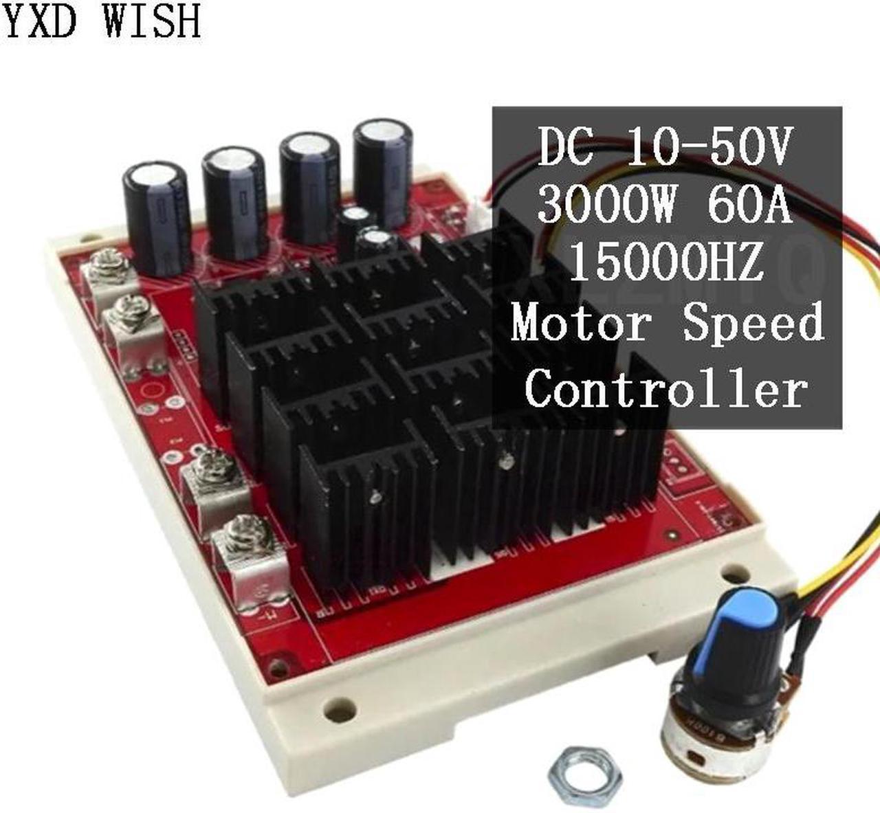 Contrôleur de vitesse PWM 10-50V 60a, Module d'entraînement de moteur réglable 12V 24V 36V 48V 3000W MAX PWM HHO RC