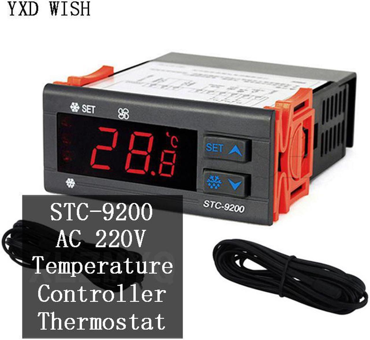 Contrôleur de température numérique STC-9200 AC 220V, avec fonction d'alarme de ventilateur de décongélation et de réfrigération