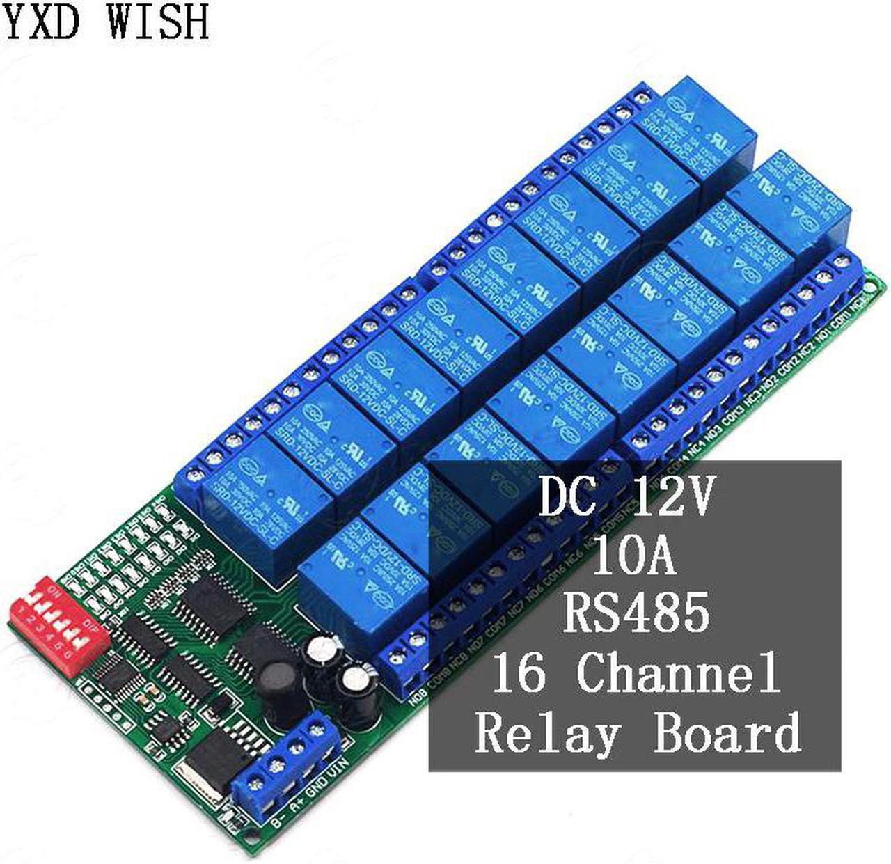 Modbus RTU DC 12V, 16 canaux, extension PLC, Module relais RS485, protocole de relais 10A Modbus RTU, télécommande intelligente