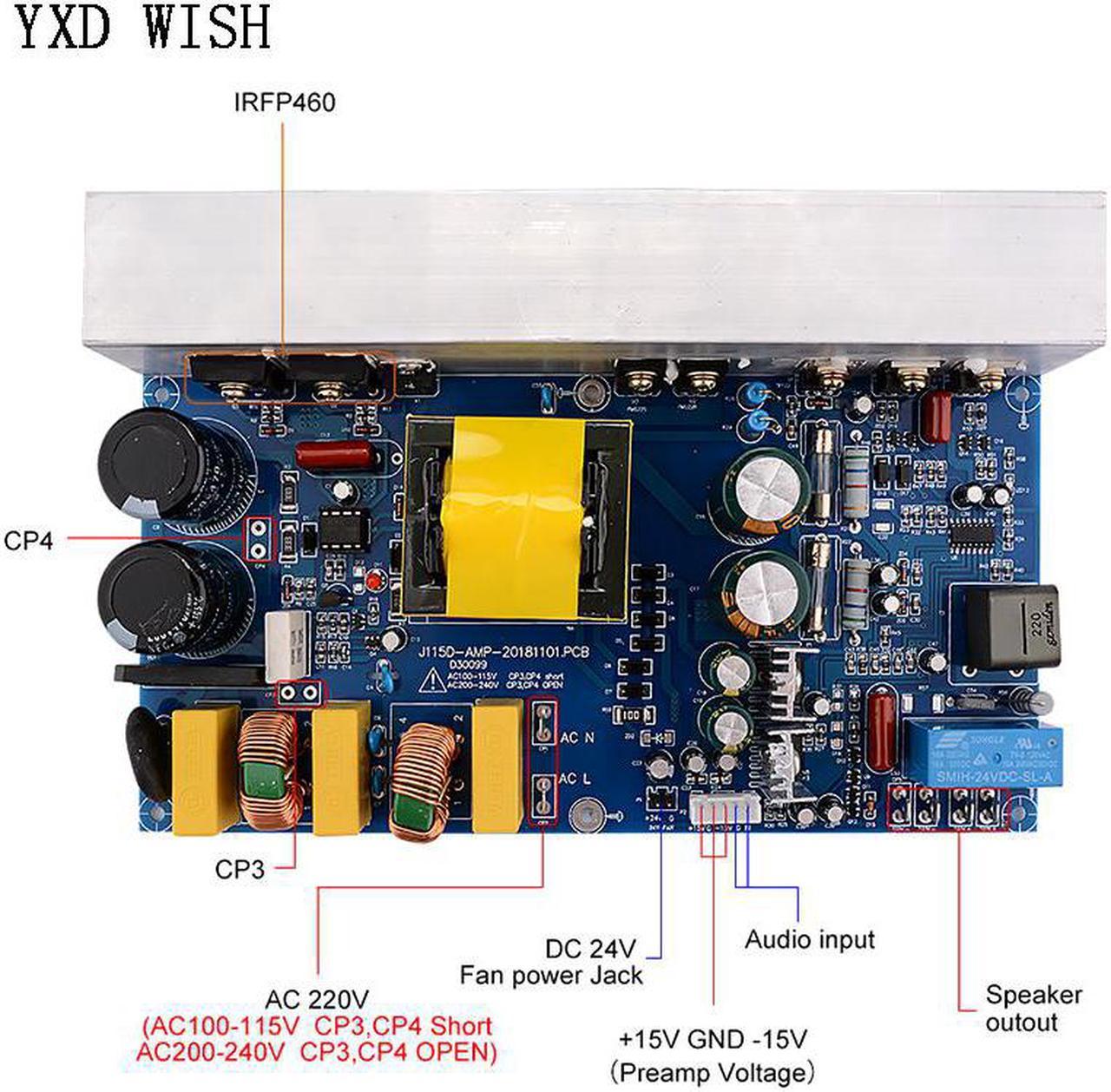 Amplificateur numérique haute puissance 1000W, panneau d'alimentation à découpage, Mono canal classe D, panneau Audio intégré pour bricolage domestique