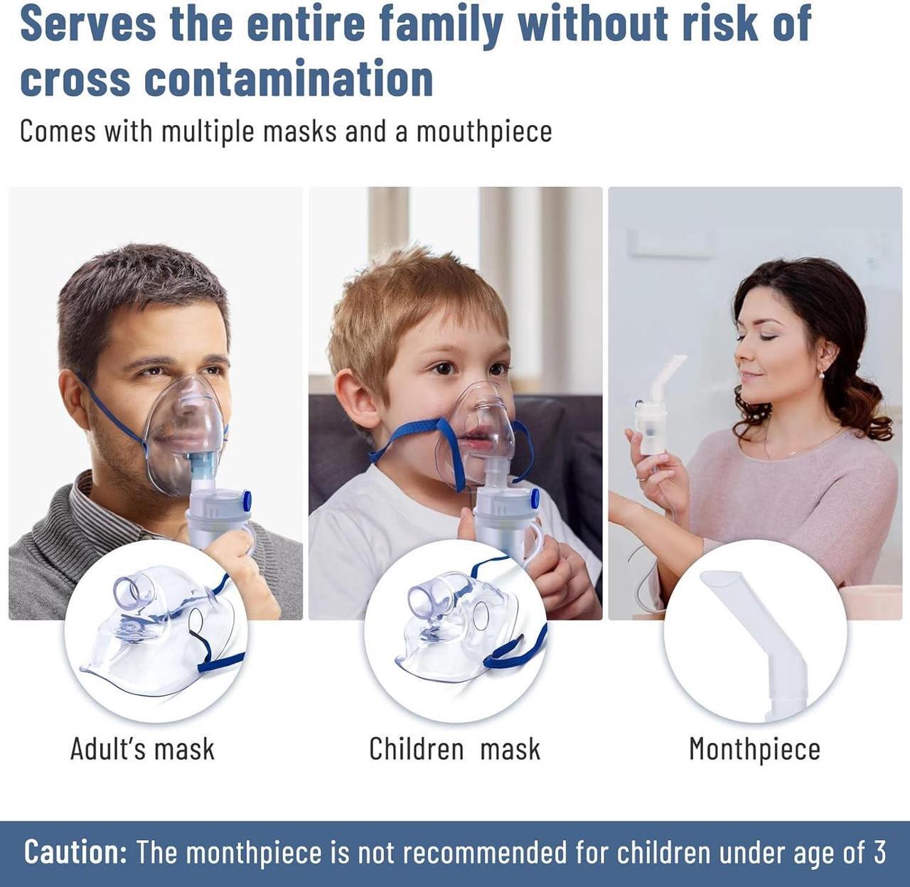 Alt view image 4 of 7 - Four E's Scientific Mini Nebulizer: Personal-Use Steam Inhaler Cool Mist Compressor Device for Kids & Adults for Home, Car & Travel