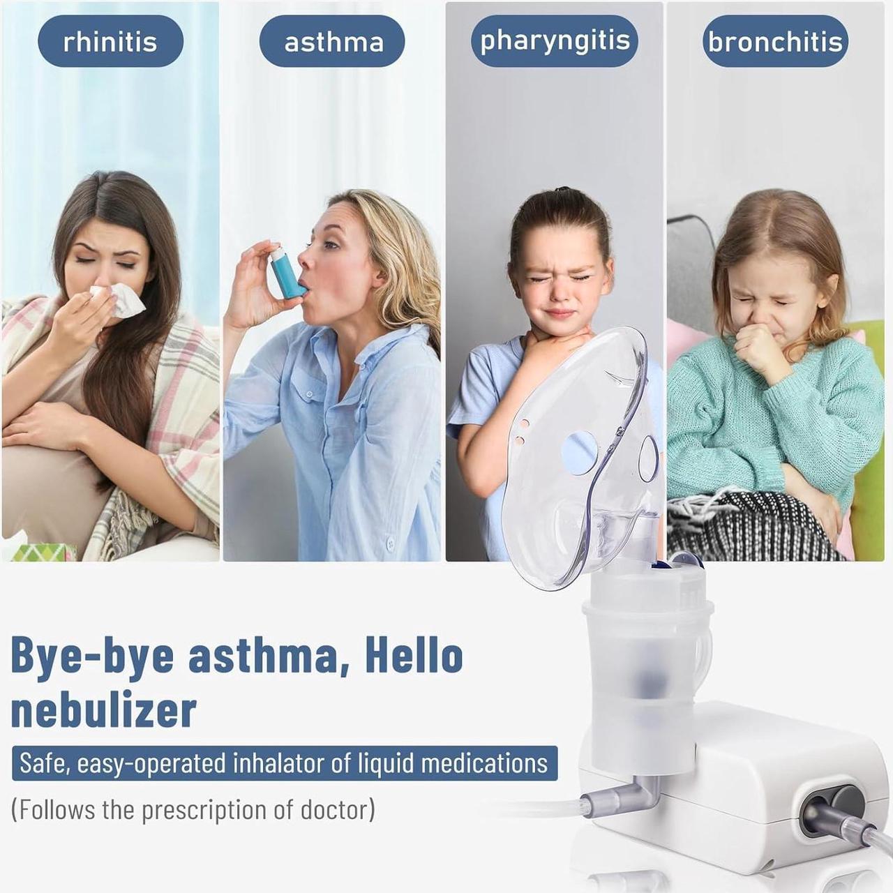 Alt view image 3 of 7 - Four E's Scientific Mini Nebulizer: Personal-Use Steam Inhaler Cool Mist Compressor Device for Kids & Adults for Home, Car & Travel