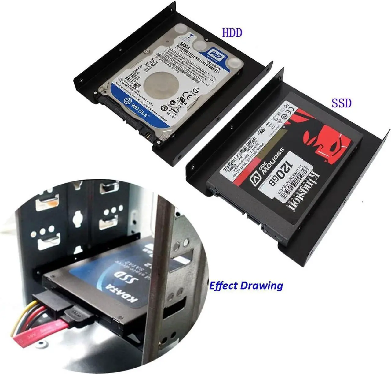 Alt view image 2 of 6 - 2.5 to 3.5 Hard Drive Adapter, SSD Mounting Bracket SSD HDD Metal Mounting Bracket (Pack of 2)