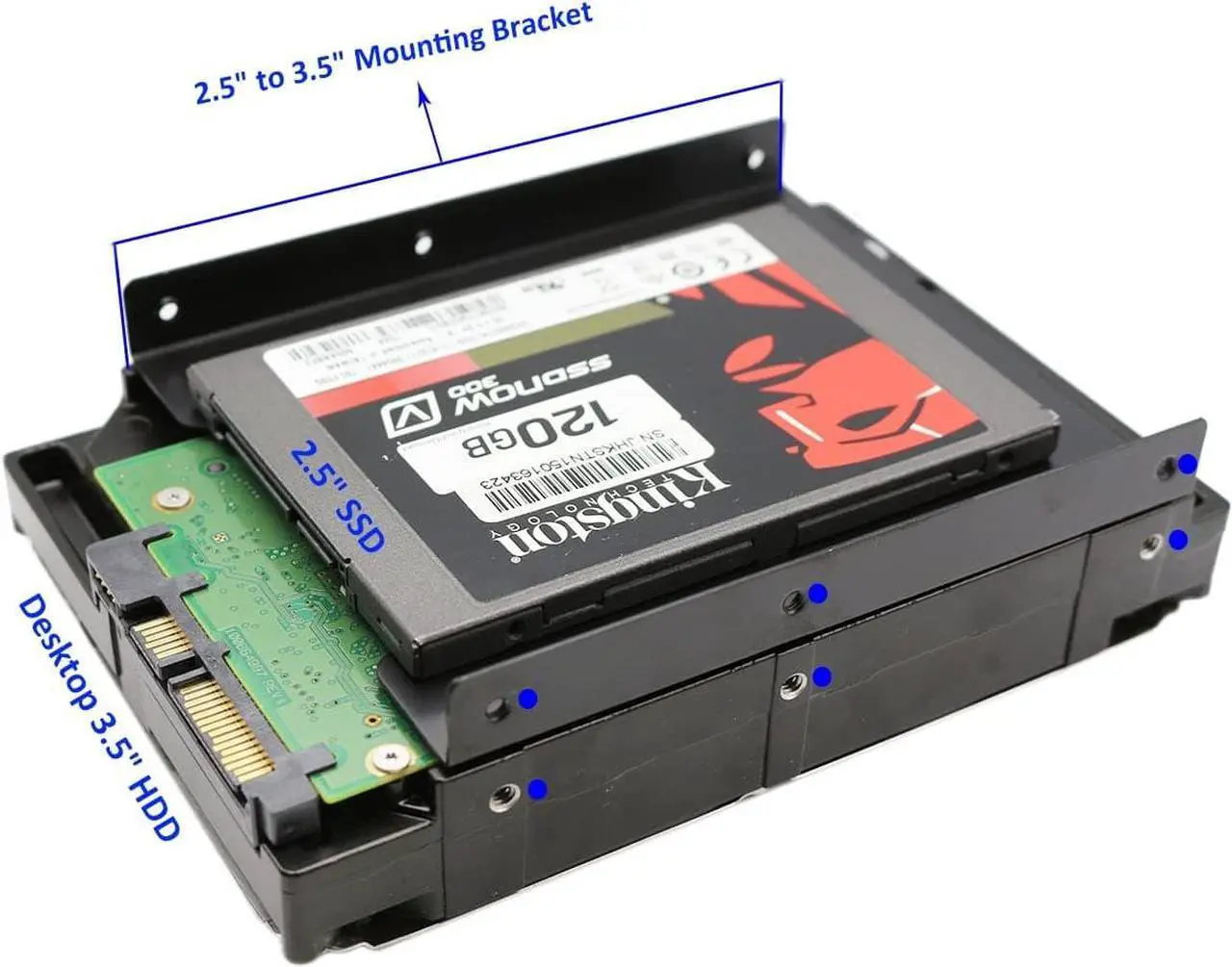 Alt view image 5 of 6 - 2.5 to 3.5 Hard Drive Adapter, SSD Mounting Bracket SSD HDD Metal Mounting Bracket (Pack of 2)