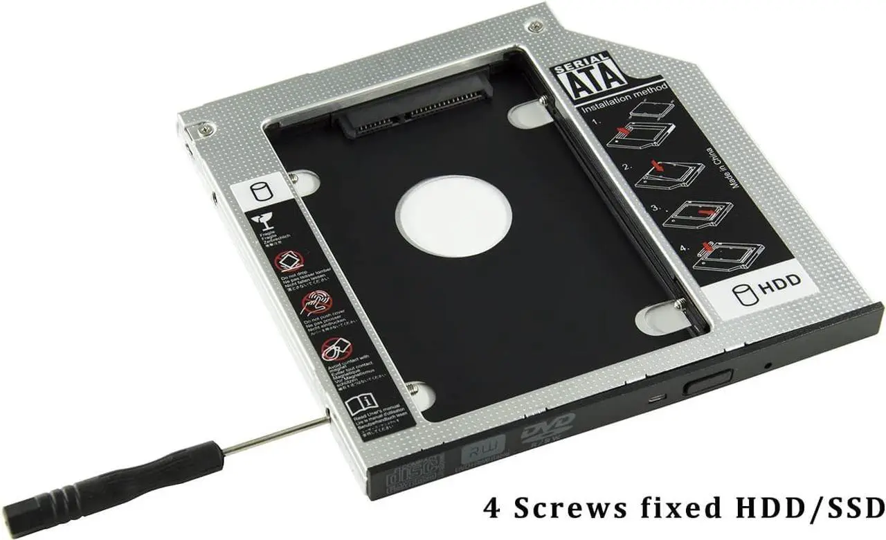 Alt view image 5 of 7 - Universal 9.5mm SATA to SATA 3nd SSD HDD Hard Drive Caddy Adapter Tray Enclosures for DELL HP Lenovo ThinkPad Samsung Laptop