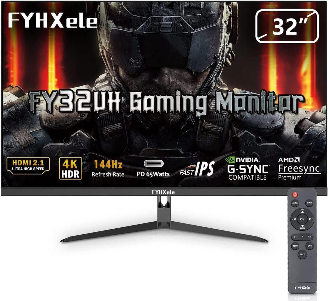 Main image of FYHXele 4K Gaming Monitor 144Hz 32inch, Fast UHD IPS Computer Monitor, 1ms, VESA Mountable, DSC, Built-in Speakers, Free-Sync, 1xDP1.4, 1xHDMI2.1, 1xHDMI2.0, 1xUSB-C, USB Hub, 95% DCI-P3, HDR400