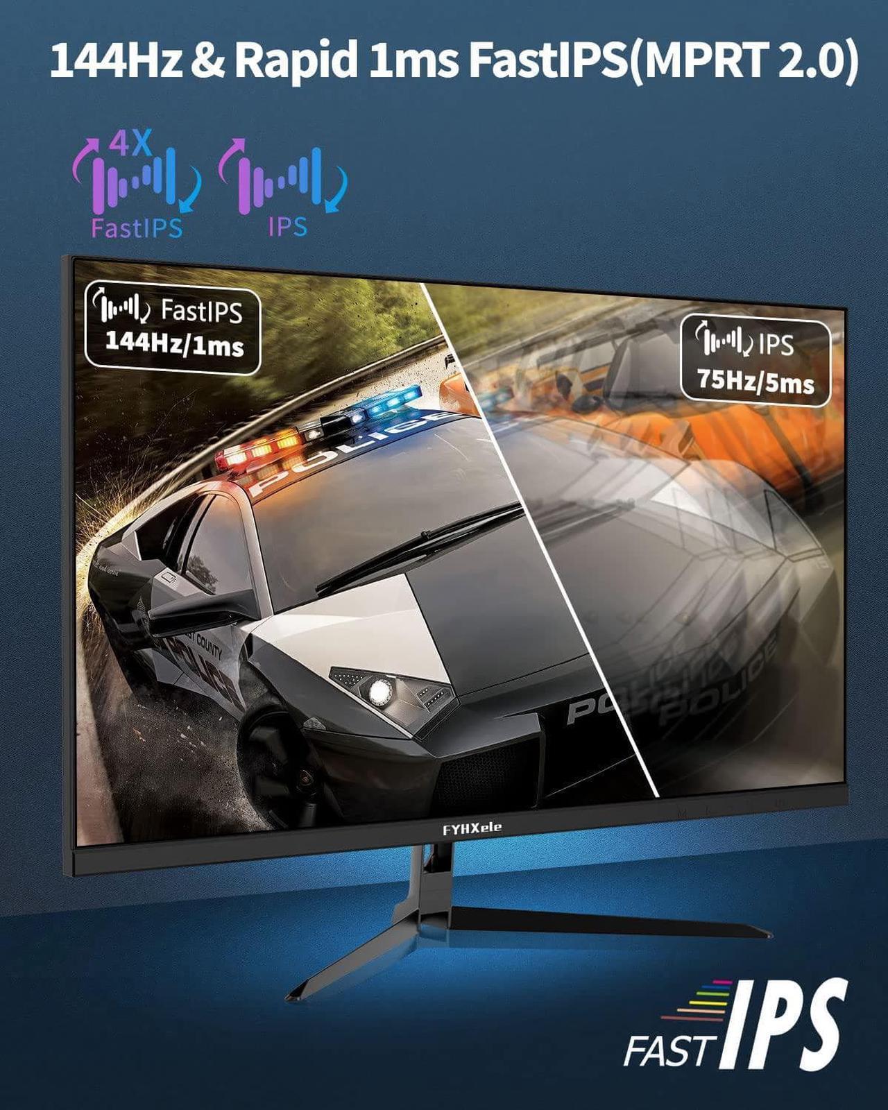 Alt view image 6 of 7 - FYHXele 4K Gaming Monitor 144Hz 32inch, Fast UHD IPS Computer Monitor, 1ms, VESA Mountable, DSC, Built-in Speakers, Free-Sync, 1xDP1.4, 1xHDMI2.1, 1xHDMI2.0, 1xUSB-C, USB Hub, 95% DCI-P3, HDR400